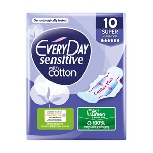EVERYDAY Sensitive Cotton Sanitary Pads Super 10τεμ