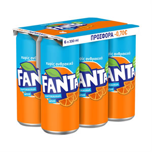 FANTA Orange Soft Drink Non Carbonated 6x330ml