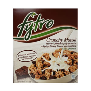 Crunchy Muesli Crispy Cereal Bites with Oats & Chocolate Gluten Free 375gr